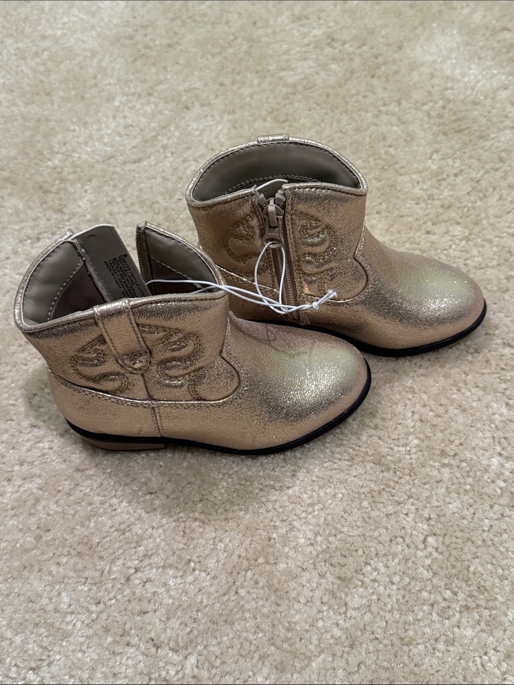 Cat & Jack Girls Metallic Gold Ankle Boots